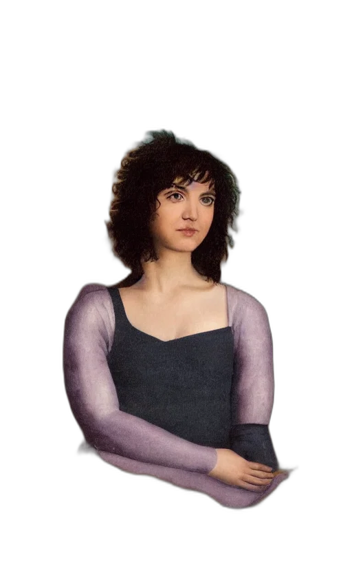 dress, face, hair, jacket, photorealistic, oil painting, pixel art, concept art transparent PNG cut-out