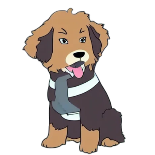 staff, animal, jacket, cartoon, pixel art, anime, concept art, bernedoodle transparent PNG cut-out