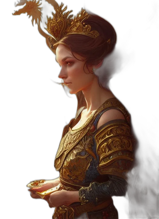 crown, hat, dress, jewelry, fantasy art, concept art, oil painting, photorealistic transparent PNG cut-out