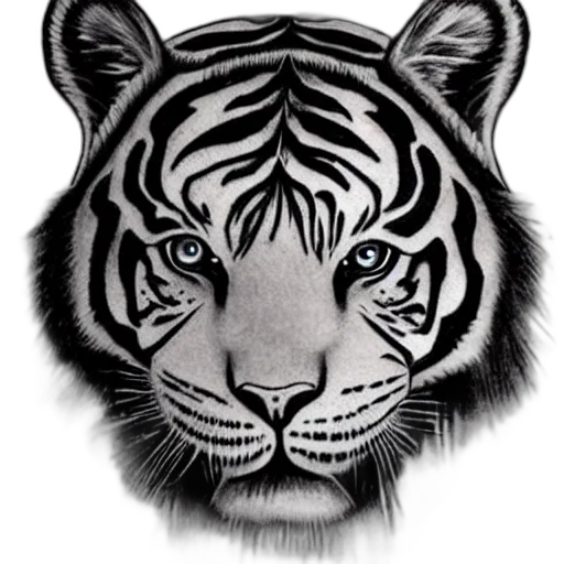 animal, face, photorealistic, pencil sketch, fantasy art, cartoon, monochrome, tattoo transparent PNG cut-out