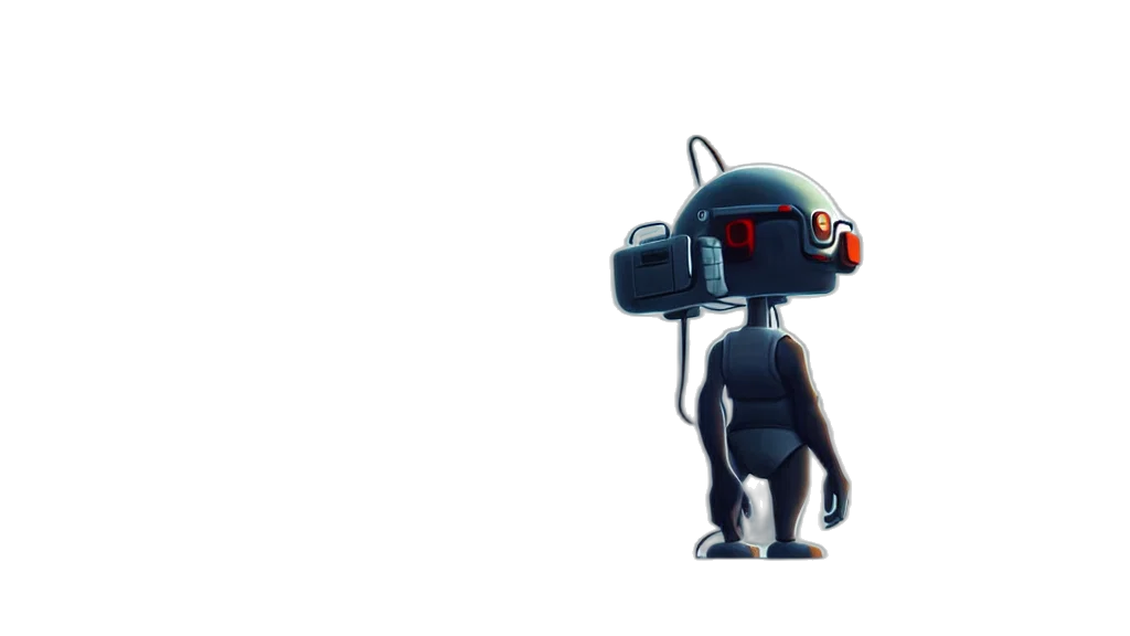 robot, creature, staff, mask transparent PNG cut-out