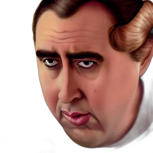 face, photorealistic, cartoon, 3d render, concept art, fat, nic, cage transparent PNG cut-out