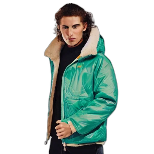 jacket, photorealistic, vaporwave, cyberpunk, 3d render, green, autumn, season transparent PNG cut-out