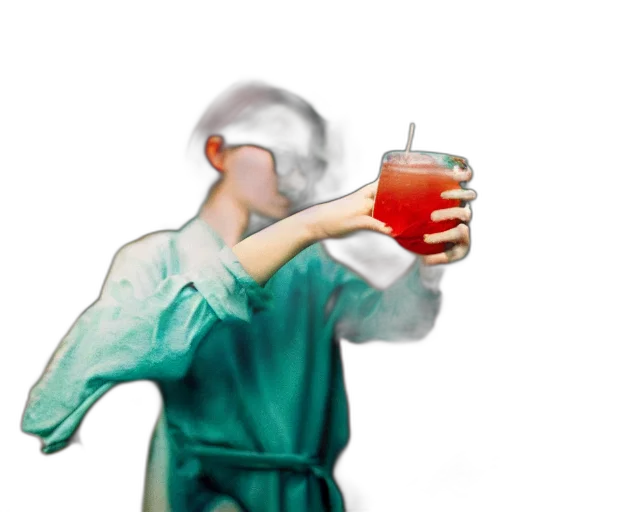 dress, bottle, food, staff, vaporwave, photorealistic, concept art, 3d render transparent PNG cut-out