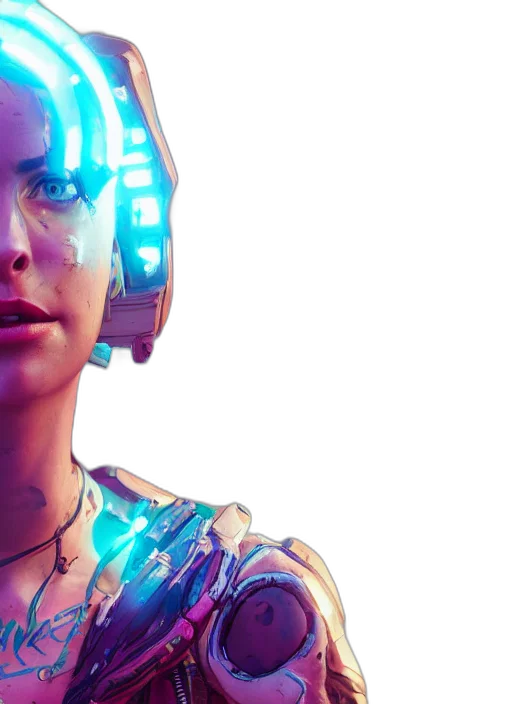 robot, cyberpunk, concept art, 3d render transparent PNG cut-out