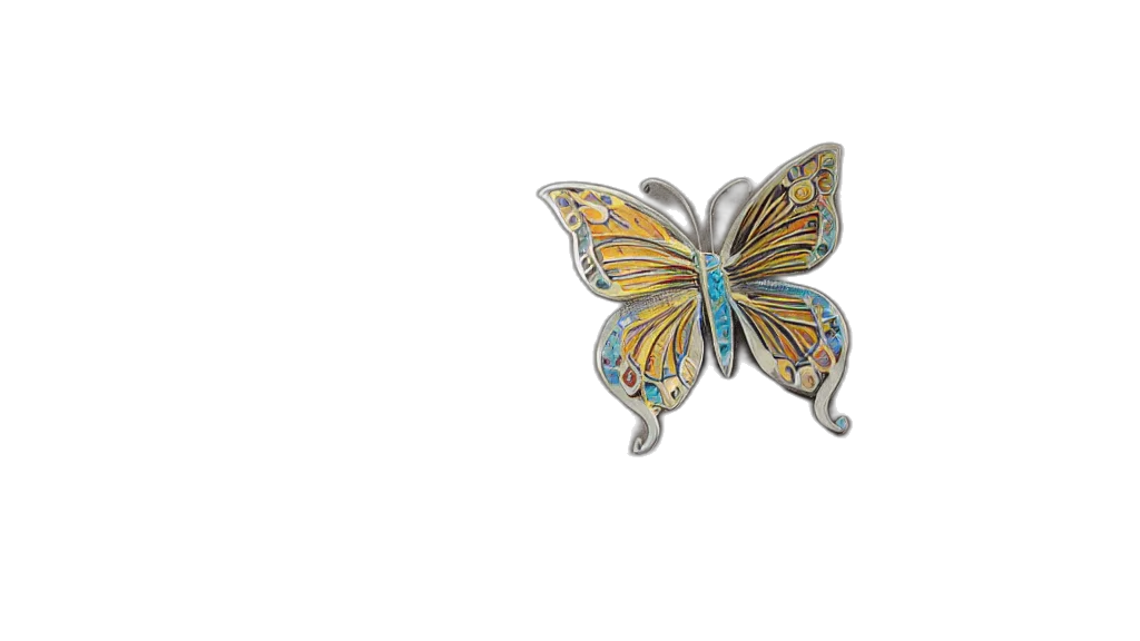 jewelry, crown, 3d render, photorealistic, concept art, butterfly, pin, plique transparent PNG cut-out