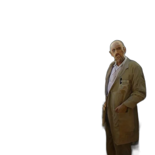 jacket, staff, robot, creature transparent PNG cut-out