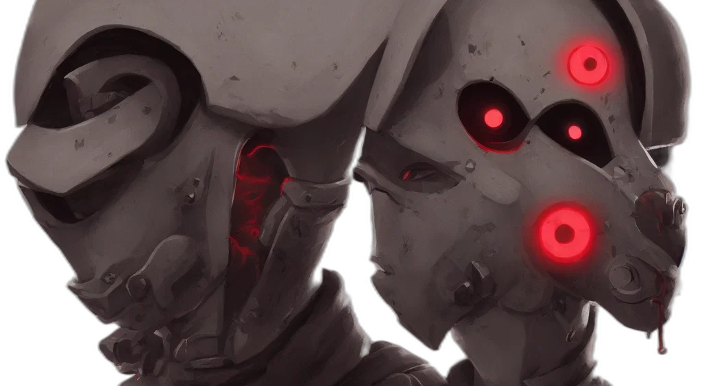 robot, mask, face, concept art transparent PNG cut-out
