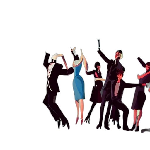 staff, concept art, young, people, fancy, vintage, nightclub, dancing transparent PNG cut-out