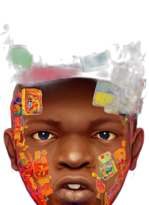 face, crown, hat, mask, photorealistic, concept art, 3d render, cartoon transparent PNG cut-out