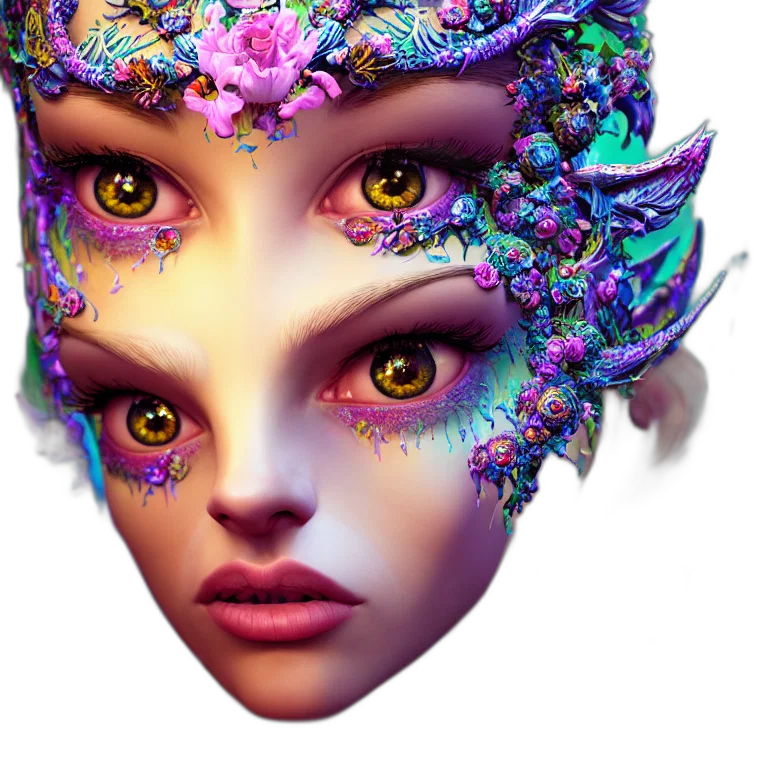 mask, face, crown, jewelry, fantasy art, concept art, 3d render, photorealistic transparent PNG cut-out