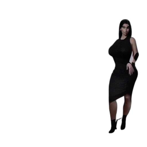 dress, 3d render, concept art, pixel art, cartoon, dark, monochrome, kim transparent PNG cut-out