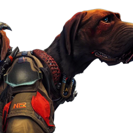 animal, creature, concept art, cyberpunk, 3d render, portrait, bloodhound, his transparent PNG cut-out