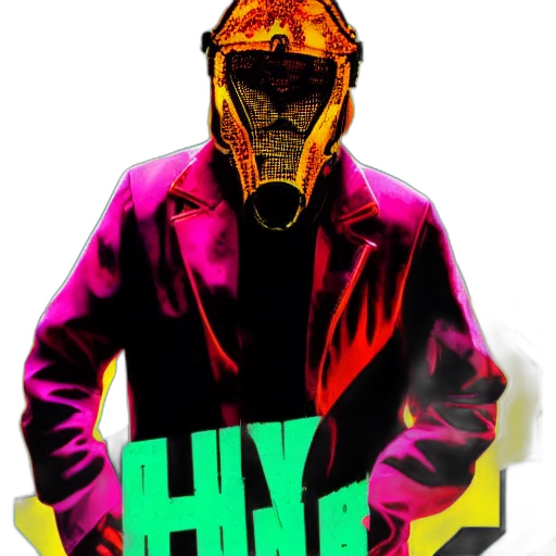 mask, jacket, vaporwave, cyberpunk transparent PNG cut-out