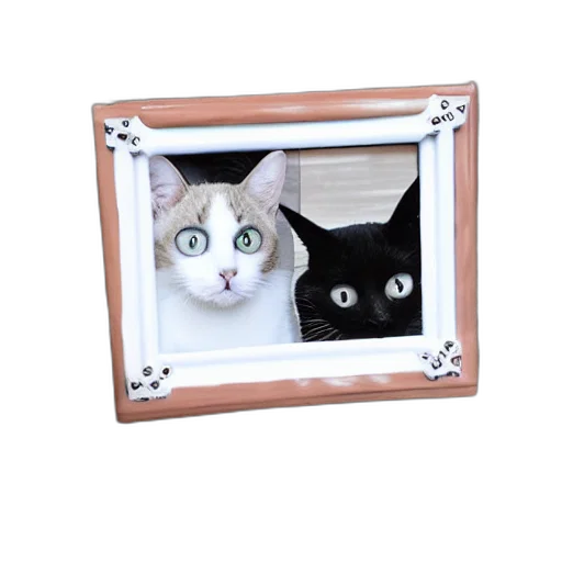 face, photorealistic, picture, frame, made, cat, fangs transparent PNG cut-out
