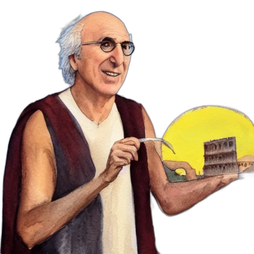 cartoon, concept art, photorealistic, pixel art, larry, david, colloseum, rome transparent PNG cut-out