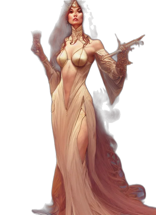 dress, staff, fantasy art, concept art, comic book art, pixel art, fire, fog transparent PNG cut-out