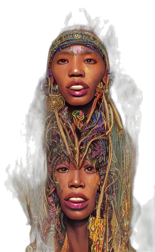 face, mask, jewelry, crown, photorealistic, fantasy art, concept art, watercolor transparent PNG cut-out