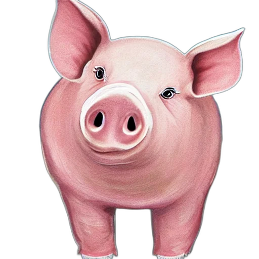 animal, face, photorealistic, concept art, pencil sketch, watercolor, happy, pig transparent PNG cut-out