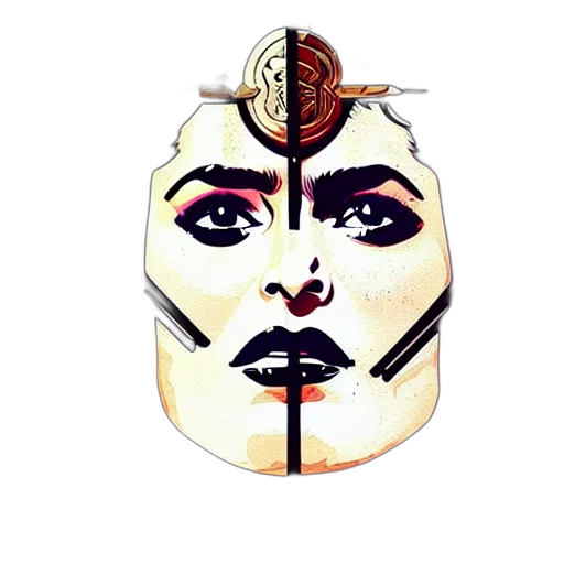 mask, face, crown, umbrella, fantasy art, comic book art, cartoon, concept art transparent PNG cut-out
