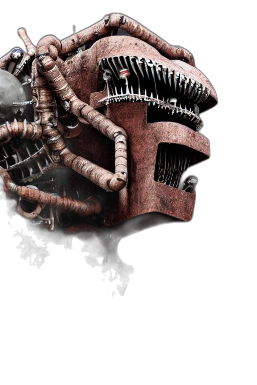 mask, robot, creature, face, concept art, 3d render, photorealistic, comic book art transparent PNG cut-out