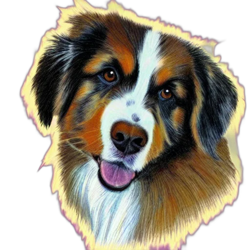 animal, face, photorealistic, watercolor, oil painting, pencil sketch, australian, shepard transparent PNG cut-out
