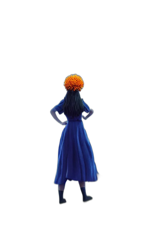 dress, crown, staff, hair, 3d render, concept art, fantasy art, pixel art transparent PNG cut-out