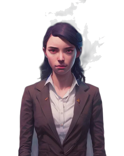 jacket, face, staff, concept art, fantasy art, comic book art, pixel art, dark transparent PNG cut-out