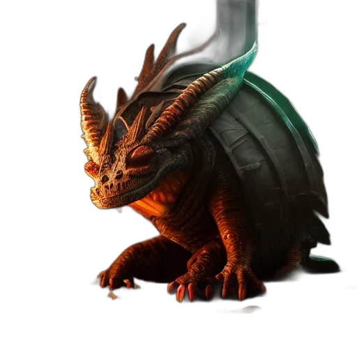 dragon, creature, animal, staff, fantasy art, concept art, 3d render, pixel art transparent PNG cut-out