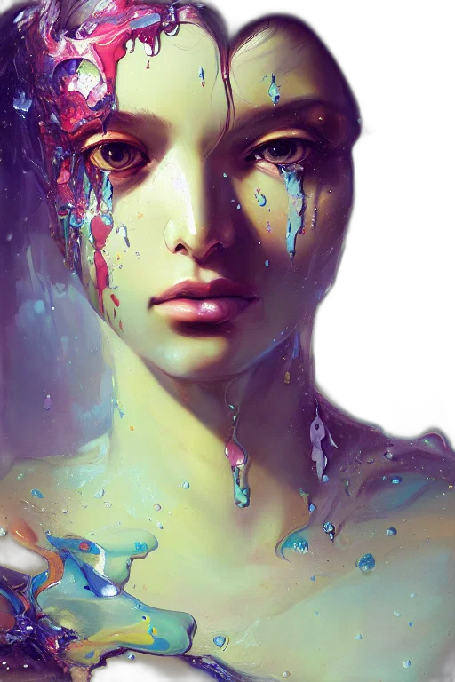 face, mask, photorealistic, oil painting, fantasy art, concept art, underwater, neon lights transparent PNG cut-out
