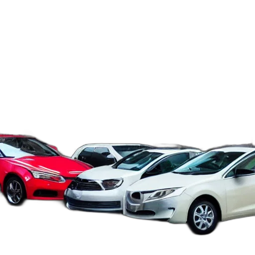 car, five, cars, street transparent PNG cut-out
