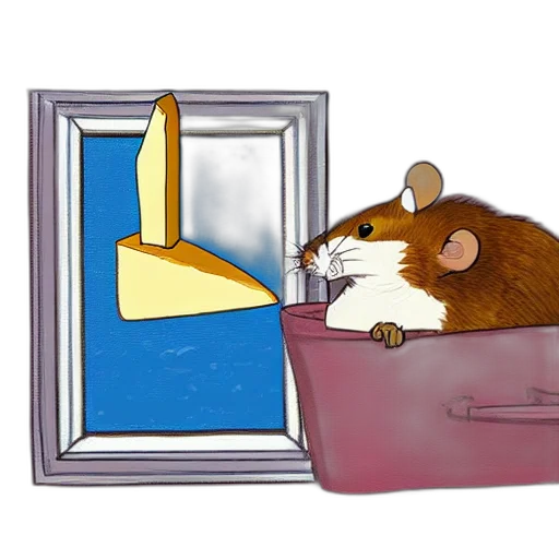 animal, hat, concept art, photorealistic, digital, art, mouse, stealing transparent PNG cut-out