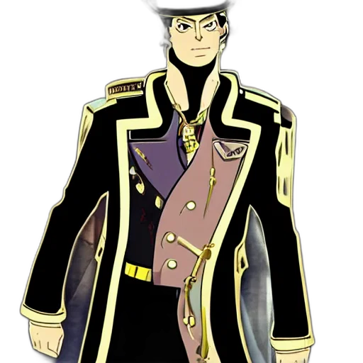 jacket, staff, crown, hat, cartoon, concept art, comic book art, anime transparent PNG cut-out