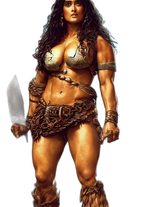 fantasy art, concept art, comic book art, 3d render, portrait, very, muscled, salma transparent PNG cut-out