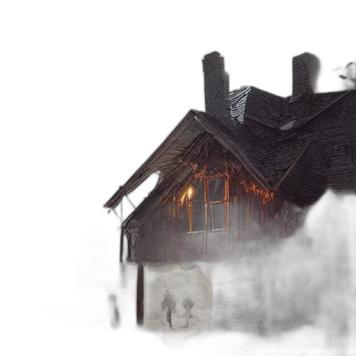 building, concept art, watercolor, photorealistic, fantasy art, fog, snow, fire transparent PNG cut-out