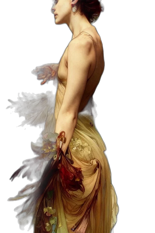 dress, staff, face, fantasy art transparent PNG cut-out