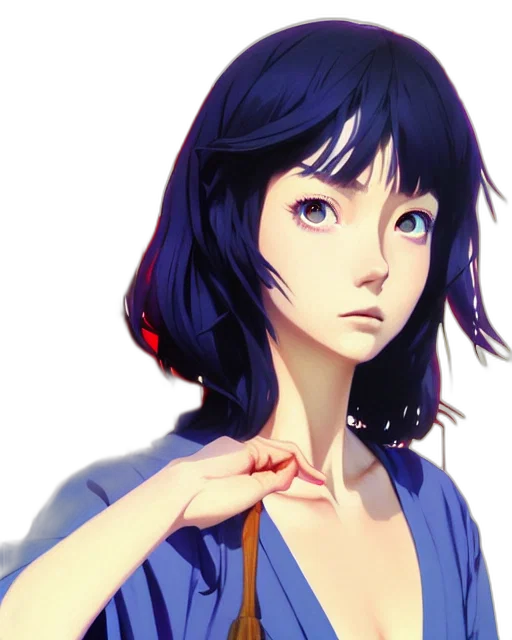 face, dress, anime, concept art, photorealistic, fantasy art, neon lights, blue transparent PNG cut-out