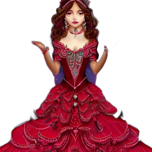 dress, fantasy art, 3d render, cartoon, concept art, red, princess, ruby transparent PNG cut-out