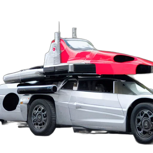 car, 3d render, concept art, rockets transparent PNG cut-out