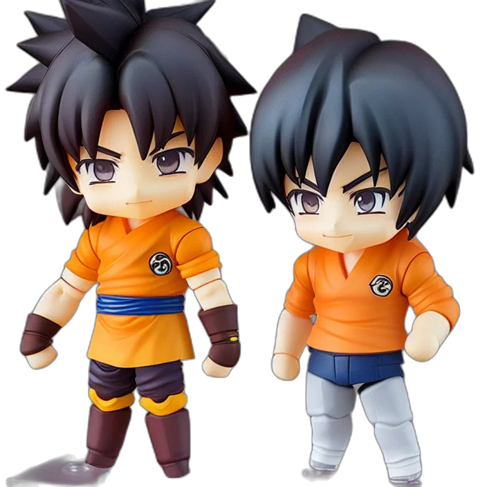 3d render, concept art, anime, nendoroid, son, goku, figurine, detailed transparent PNG cut-out