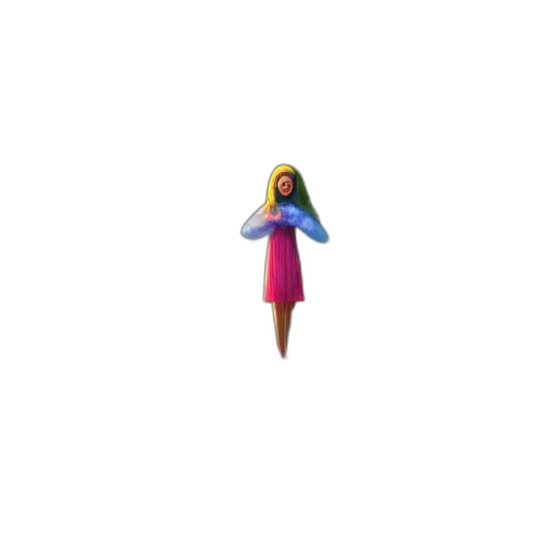dress, hair, staff, creature, 3d render, pixel art, concept art, vaporwave transparent PNG cut-out