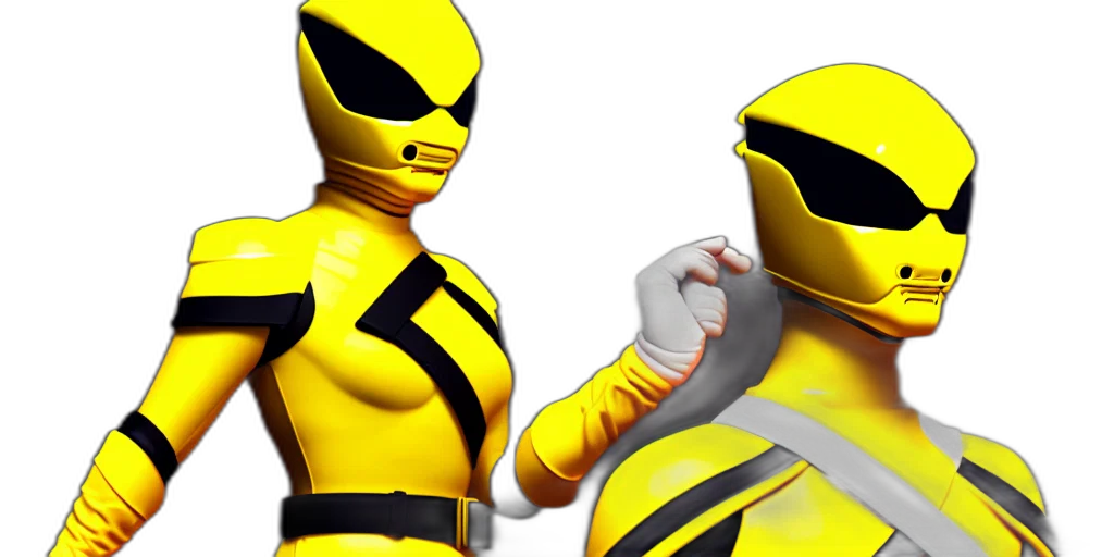 robot, 3d render, concept art, comic book art, symmetry, portriat, yellow, ranger transparent PNG cut-out