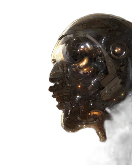 mask, robot, face, concept art, cyberpunk, 3d render, photorealistic, outer space transparent PNG cut-out
