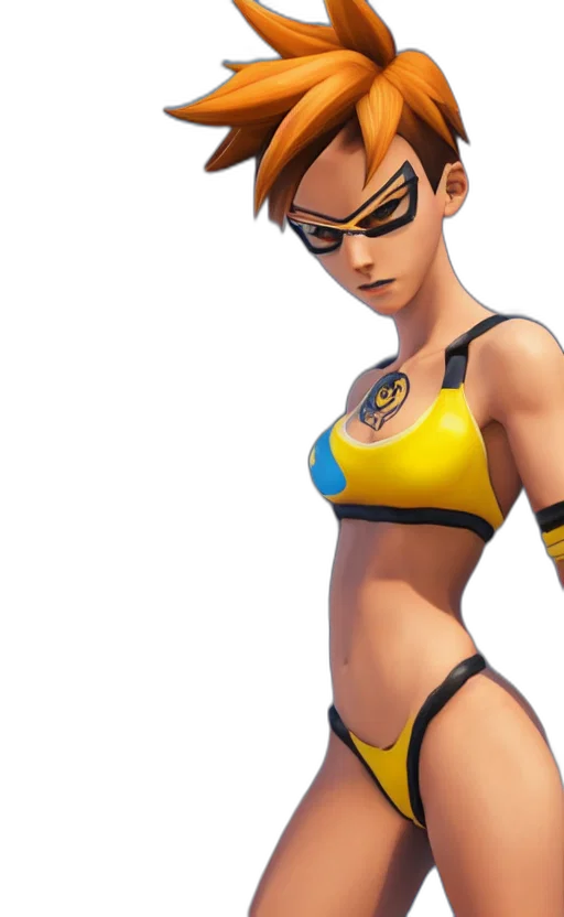3d render, concept art, cyberpunk, comic book art, tracer, game, character, yellow transparent PNG cut-out