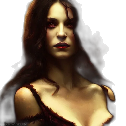 face, dress, fantasy art, photorealistic, comic book art, concept art, red, dark transparent PNG cut-out