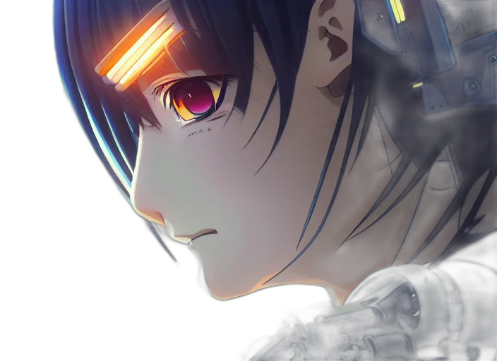 face, robot, mask, crown, anime, photorealistic, concept art, cyberpunk transparent PNG cut-out