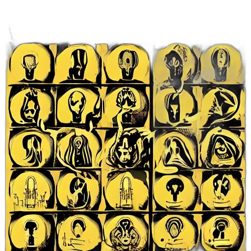 mask, staff, crown, comic book art, concept art, fire, golden, monochrome transparent PNG cut-out