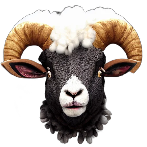 animal, photorealistic, portrait, gordon, ramsay, ram, sheep, horns transparent PNG cut-out