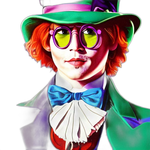 face, mask, hat, comic book art, photorealistic, cartoon, concept art, colorful transparent PNG cut-out