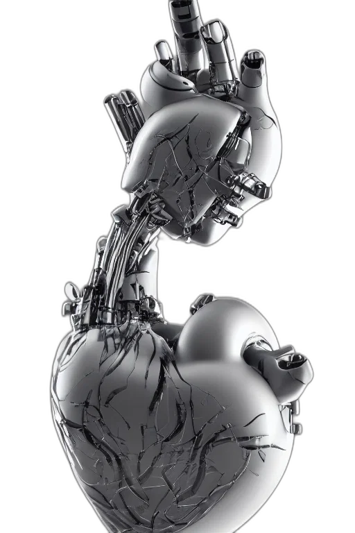 robot, cyberpunk, concept art, 3d render, comic book art, cybernetic, heart, made transparent PNG cut-out